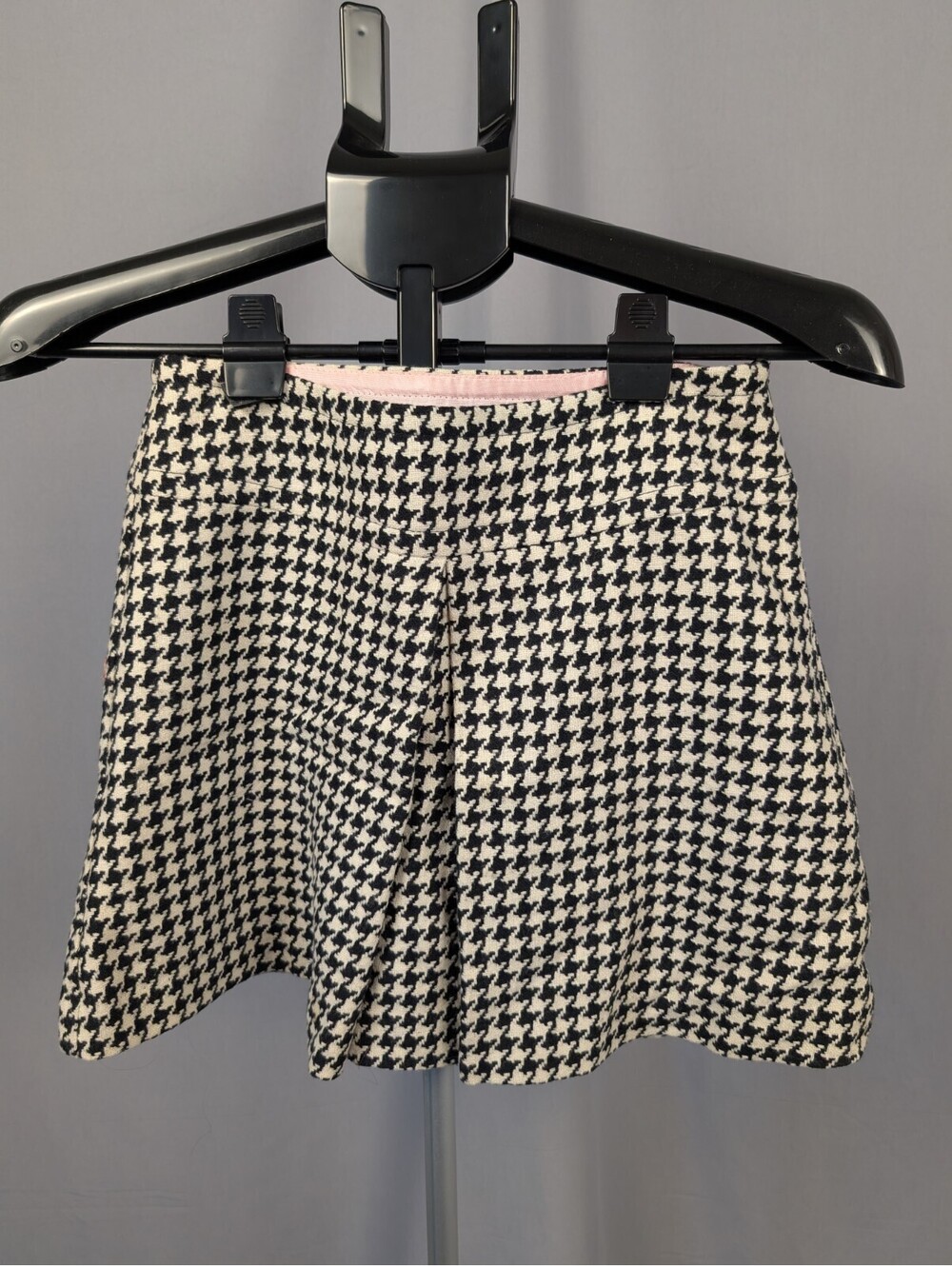 Dark Academia Trina Turk Houndstooth Wool Mini Skirt Sz 0 Pink Lined